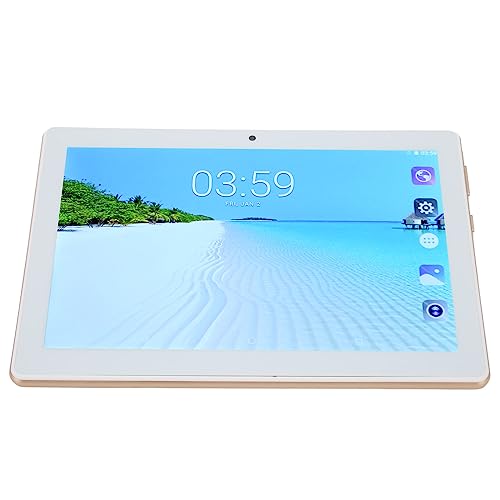 Airshi Office Tablet, US Plug 100‑240V 6GB RAM 128GB ROM HD Tablet for Travel (Gold)