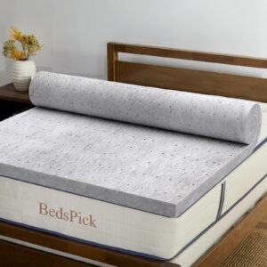 bedspick memory foam mattress topper twin xl 2 inch, foam mattress pad extra long twin, super soft college dorm bed toppers with ventilation holes