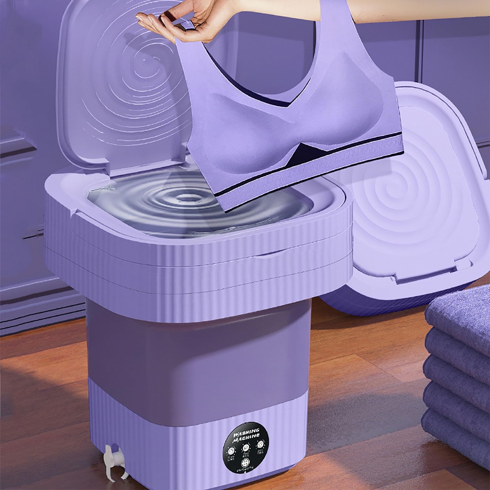 Portable Washing Machine, 10LHigh Capacity Mini Washer with, Foldable Washt Suitable for Washing Small Pieces of Clothing.