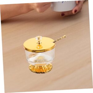 DOITOOL European Style Household Wrought Sugar Bowl Countertop Tea Container Coffee Container for Glass Jar with Lid Glass Containers Decor Alloy Condiment Jar Spoon