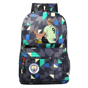 potekoo teens soccer stars graphic knapsack erling haaland canvas student bookbag wear resistant bagpack for travel,hiking