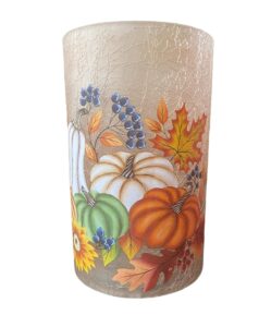 yankee candle large fall pumpkins hand-painted crackle glass jar candle holder 2023