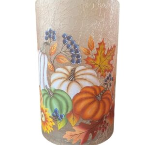 Yankee Candle Large Fall Pumpkins Hand-Painted Crackle Glass Jar Candle Holder 2023