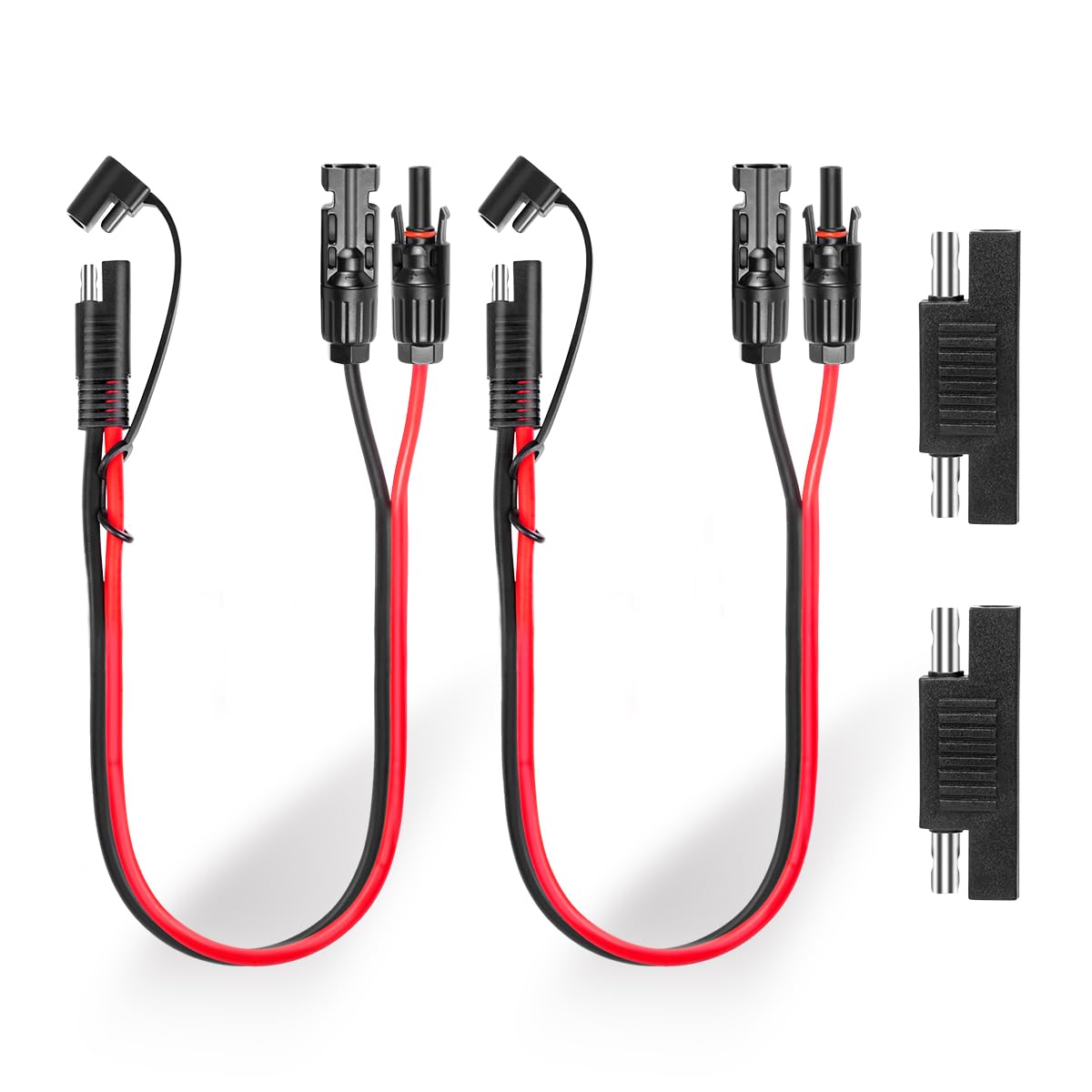 Ansoufien 2 PCS Solar Panel Connectors to SAE Adapter Cable 1FT, 10AWG Solar Panel Extension Cable with SAE Polarity Reverse Adapter for RV Solar Panel Caravan Battery Charger