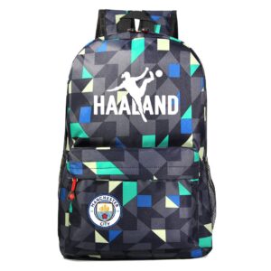 potekoo youth erling haaland graphic knapsack football fans canvas bagpack classic wear resistant student book bag