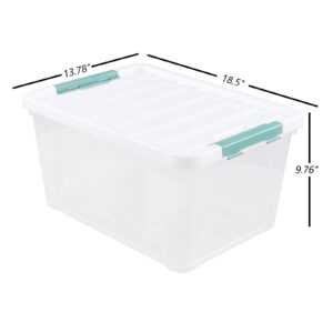 Quickquick 36 Quart Latch Clear Storage Tote, Plastic Storage Bin with Latching Lid, 6 Packs