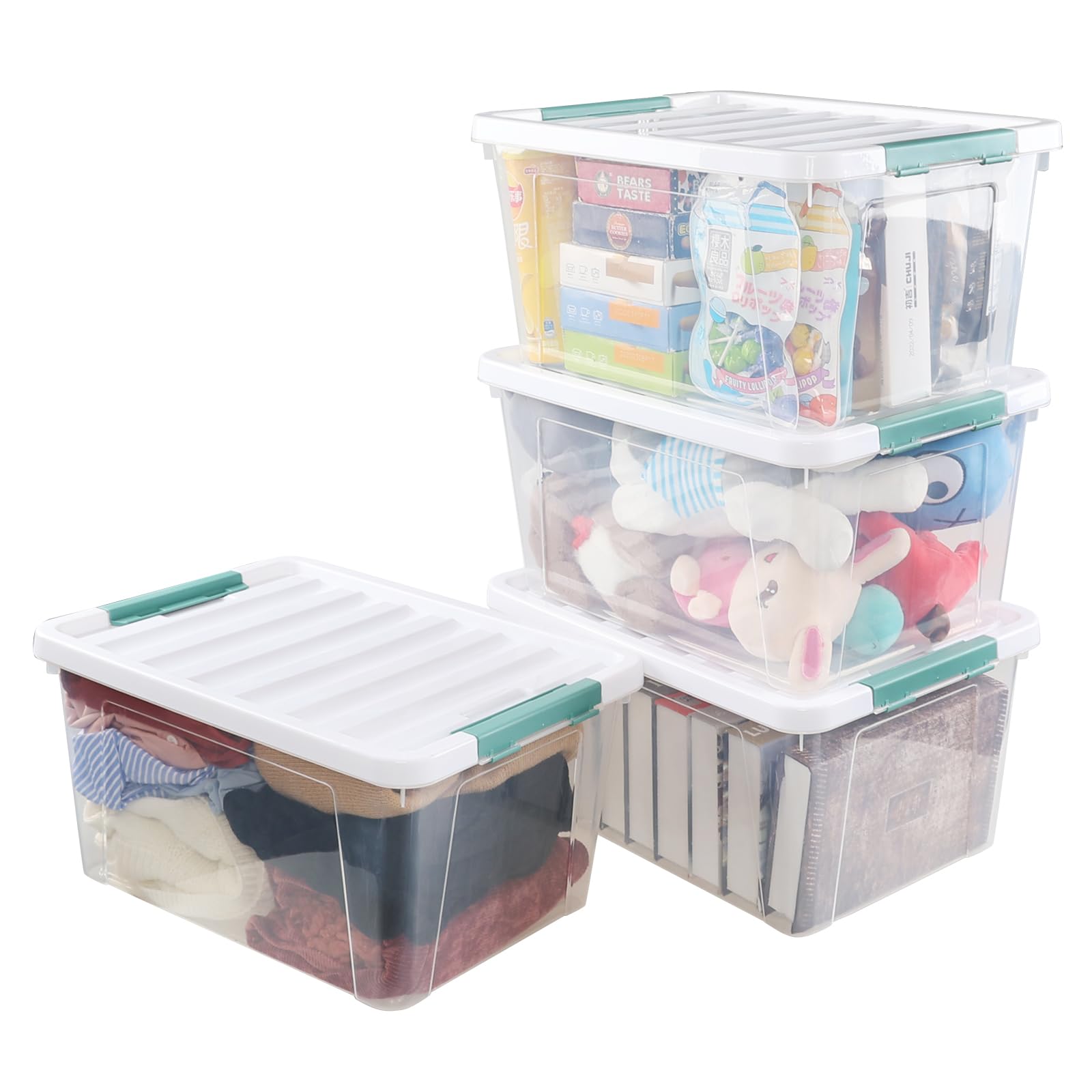 Quickquick 36 Quart Latch Clear Storage Tote, Plastic Storage Bin with Latching Lid, 6 Packs