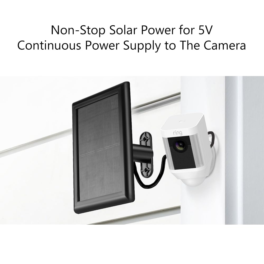 Solar Panel Compatible with Ring Stick Up Camera Battery/Ring Spotlight Cam Battery/Reolink Argus Pro,Includes 3.5mm Plug with USB & Type-C Adapter,5v/2.4W Output Fast Charging