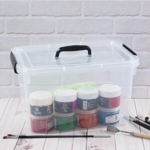 Quickquick 12 Quart Plastic Storage Box with Handle, Clear Plastic Lidded Storage Latch Box, 4 Packs