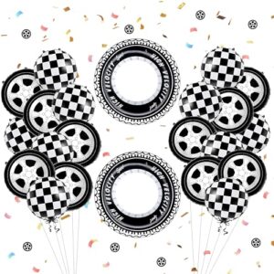20pcs race car balloons race car birthday party supplies wheel tire checkered balloon garland arch racing cars birthday decorations for boys truck wheels party favors