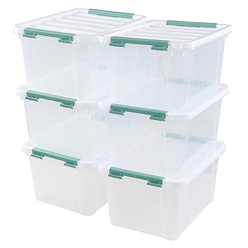 Quickquick 20 Quart Plastic Clear Latching Box, 6-Pack Clear Storage Box