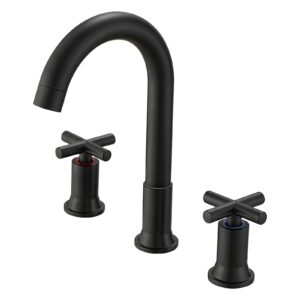 widespread bathroom faucets for sink 3 hole matte black,bathroom sink faucet with 360° swivel spout 8 inch bathroom faucet for bathroom sink