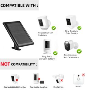 Black Solar Panel for Ring Camera Battery,3W Solar Powered Charger with Micro USB/USB c / 3. 5mm Jack Port,2 Pack Camera Solar Panel Compitiable with Ring Spotlight Cam & Stick Up Outdoor Cam Battery