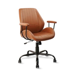 clatina leather office chair, high back computer desk chair with armrests and thickened cushion, adjustable executive swivel task chair(black)