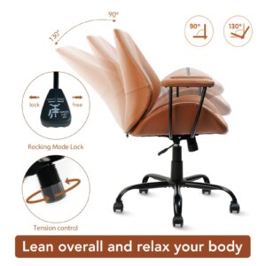 CLATINA Leather Office Chair, High Back Computer Desk Chair with Armrests and Thickened Cushion, Adjustable Executive Swivel Task Chair(Black)