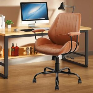 CLATINA Leather Office Chair, High Back Computer Desk Chair with Armrests and Thickened Cushion, Adjustable Executive Swivel Task Chair(Black)