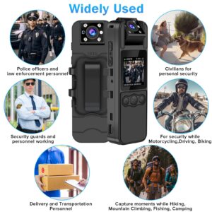 Sixmou Body Camera with Audio and Video Recording, 6 Hours HD 1296P Body Cam with 180° Rotating Lens, Night Vision, 64G B9 Body Worn Camcorder, Personal Travel, Walking, Police Law Enforcement