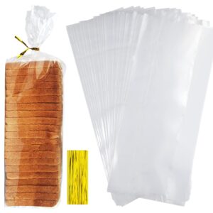 bread bags with ties, 30 clear bread bags for homemade bread and 50 ties, adjustable reusable plastic bread bags, bread loaf bags for home bakers and bakery owners