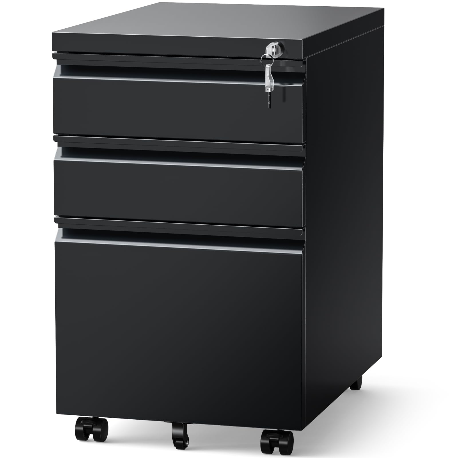 OLIXIS 3 Drawer File Cabinet, File Cabinet for Home Office, Small Metal Rolling File Cabinet, Fireproof File Cabinet with Pre-Assembled, Mobile Storage Cabinet Lateral File Cabinet