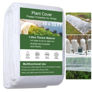cookmaster plant covers freeze protection, 10x33ft frost cloth plant freeze protection, garden floating row covers for raised beds/vegetables insect/winter frost