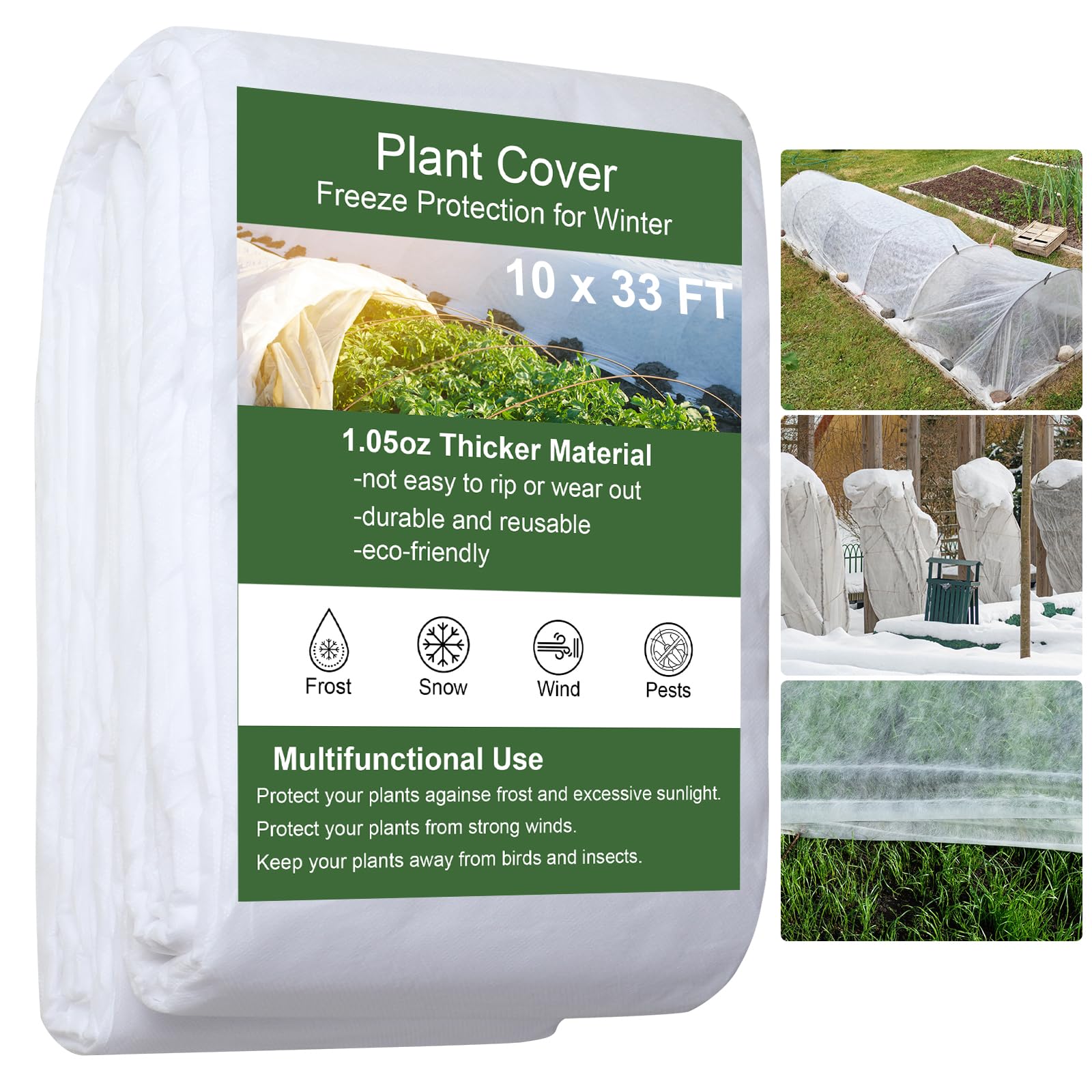 Cookmaster Plant Covers Freeze Protection, 10x33FT Frost Cloth Plant Freeze Protection, Garden Floating Row Covers for Raised Beds/Vegetables Insect/Winter Frost