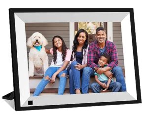 digital picture frame, 10.1 inch wifi digital photo frame 32gb, 1280*800 ips touch screen, smart electronic picture frame slideshow, load photo video from phone via frameo app, rotating, gift vneimqn