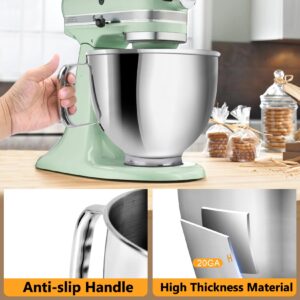 JEASOM 5QT Mixer Bowl for KitchenAid Stand Mixers, 304 Stainless Steel Mixing Bowl Replace for KitchenAid Classic&Artisan 4.5/5QT Tilt-Head Mixer, Non-Slip Handle Designed for Kitchen Aid Mixers Bowl