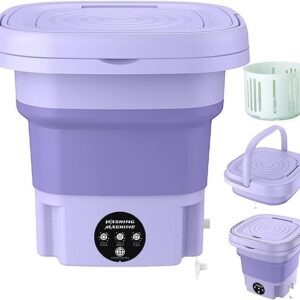 Wakatipu Foldable Washing Machine, 8L High Capacity Mini Washer, with 3 Modes Deep Cleaning,Half Automatic Small Washer for Baby Clothes Underwear or Small Items,RV Travel laundry (ABS Purple)