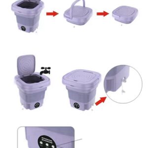 Wakatipu Foldable Washing Machine, 8L High Capacity Mini Washer, with 3 Modes Deep Cleaning,Half Automatic Small Washer for Baby Clothes Underwear or Small Items,RV Travel laundry (ABS Purple)