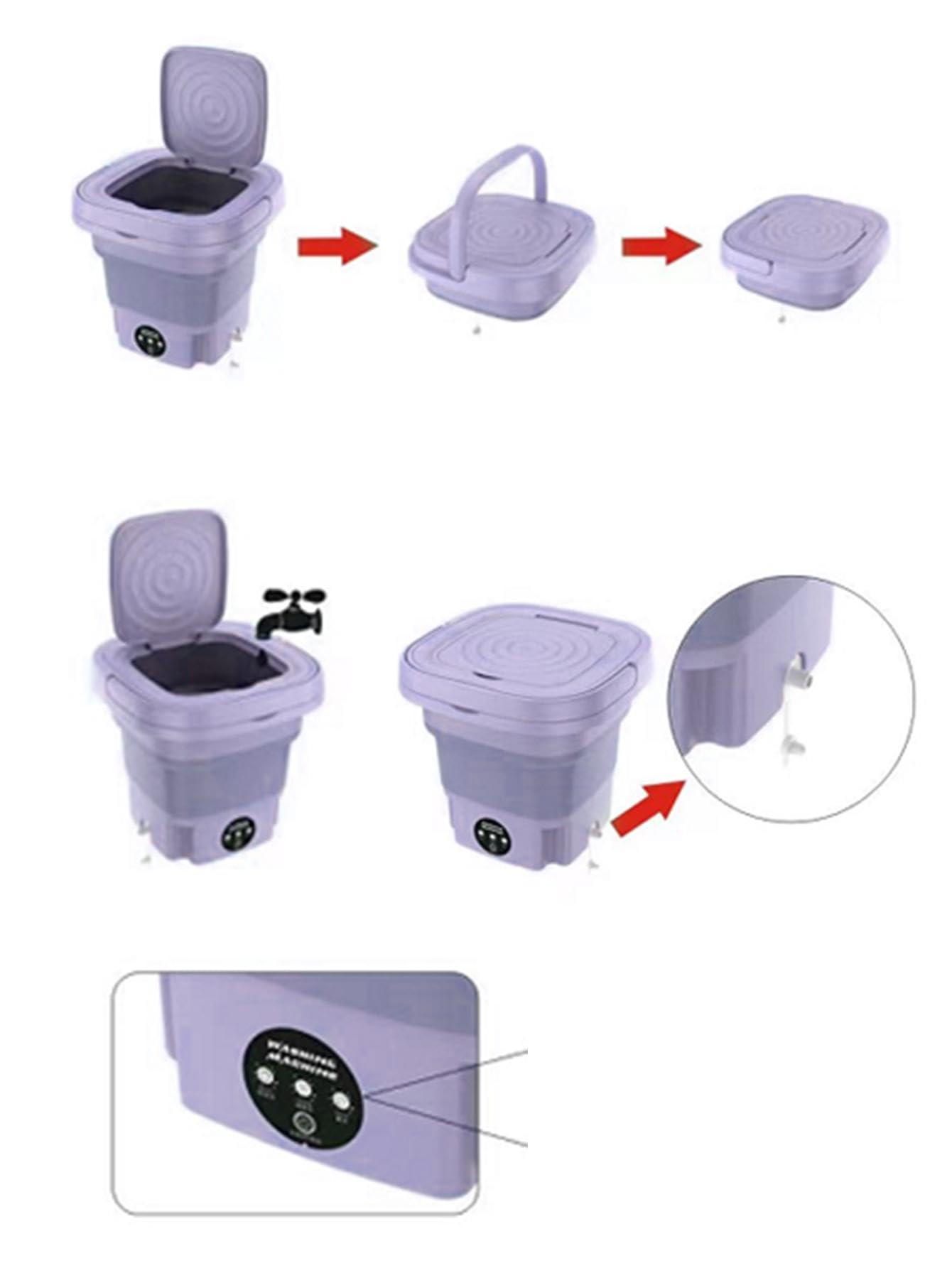 Wakatipu Foldable Washing Machine, 8L High Capacity Mini Washer, with 3 Modes Deep Cleaning,Half Automatic Small Washer for Baby Clothes Underwear or Small Items,RV Travel laundry (ABS Purple)