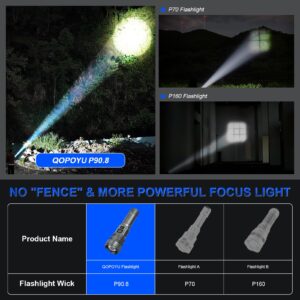 QOPOYU LED Rechargeable Flashlights High Lumens Flash Light, 990,000 Lumens Super Bright Powerful Tactical Flashlight, 5 Modes IPX6 Waterproof Handheld Flashlights for Camping Emergencies (2 Pack)