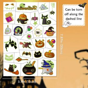 124 Pcs Halloween Temporary Tattoos Glow In Dark For Kids, Waterproof Glowing Luminous Fake Tattoo Stickers for Halloween Party, Jack-O-Lantern, Witch, Ghost Realistic Tattoo Sticker For Boy And Girls