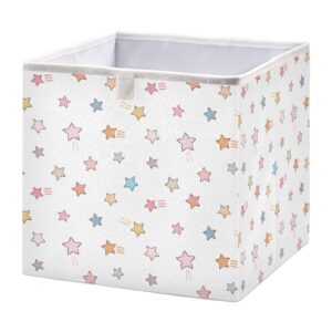 kigai pastel star cube storage bins - 11x11x11 in large foldable cubes organizer storage basket for home office, nursery, shelf, closet