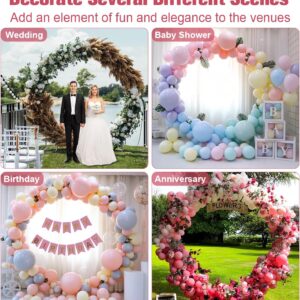 AnBaiMei 7 Ft Round Wedding Arch Stand with Metal Base for Flower Balloon Decoration, Circle Backdrop Stand Frame for Ceremony, Birthday Party, Baby Shower, Gold