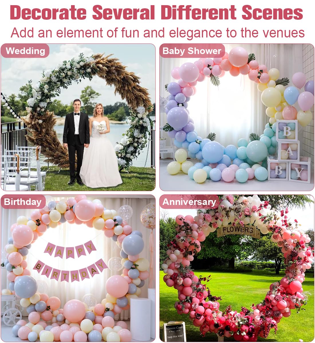 AnBaiMei 7 Ft Round Wedding Arch Stand with Metal Base for Flower Balloon Decoration, Circle Backdrop Stand Frame for Ceremony, Birthday Party, Baby Shower, Gold