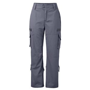 Cargo Pants Womens Cargo Pants with Pockets Outdoor Casual Ripstop Camo Construction Work Pants, W2-dark Gray, X-Large