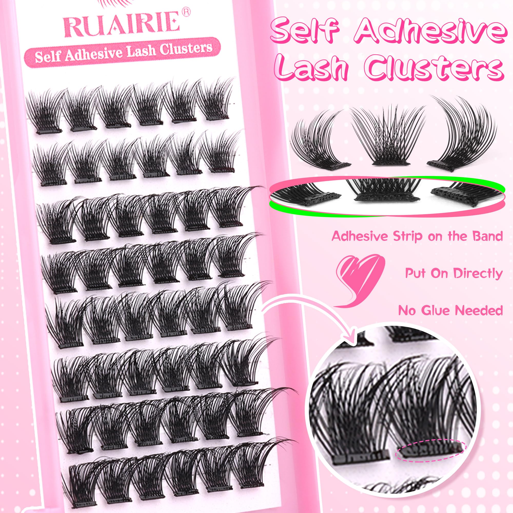 Self Adhesive Eyelashes Lash Clusters DIY Eyelash Extensions 48pcs Self Adhesive Individual Lash Extensions CD Curl Eyelash Clusters Lashes