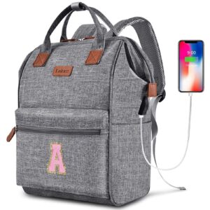 personalized initial laptop backpack for women-waterproof teacher backpack/college backpack/nurse backpack for work,travel bckapack with 15.6" laptop compartment-birthday gift for women