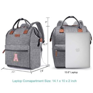 Personalized Initial Laptop Backpack for Women-Waterproof Teacher Backpack/College Backpack/Nurse Backpack for Work,Travel Bckapack with 15.6" Laptop Compartment-Birthday Gift for Women