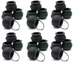 24 pcs candy kettle black novelty cauldron kettles with handle for halloween trick or treat party favors mini black witch cauldron