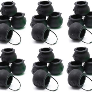 24 PCS Candy Kettle Black Novelty Cauldron Kettles with Handle for Halloween Trick or Treat Party Favors Mini Black Witch Cauldron