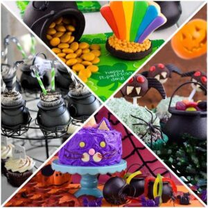 24 PCS Candy Kettle Black Novelty Cauldron Kettles with Handle for Halloween Trick or Treat Party Favors Mini Black Witch Cauldron