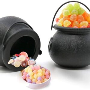 24 PCS Candy Kettle Black Novelty Cauldron Kettles with Handle for Halloween Trick or Treat Party Favors Mini Black Witch Cauldron