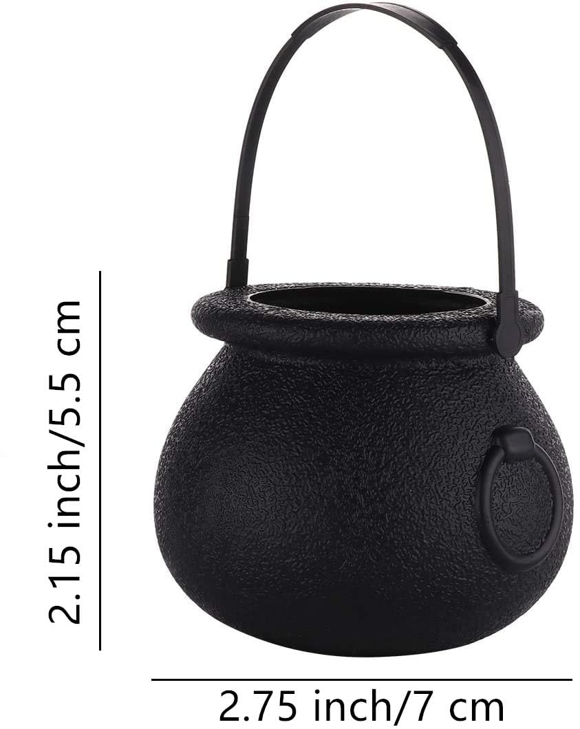 24 PCS Candy Kettle Black Novelty Cauldron Kettles with Handle for Halloween Trick or Treat Party Favors Mini Black Witch Cauldron