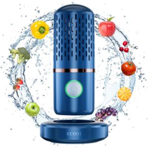 ecosi fruit and vegetable washing machine, portable fruit vegetable purifier cordless fruit cleaner device in water kitchen gadgets with titanium oh-ion purification tech for food cleaning, blue