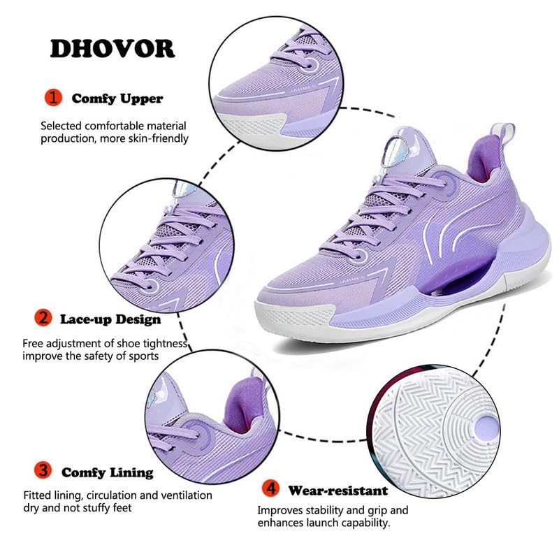 DHOVOR Womens Basketball Shoes Teenager Lightweight Fashion Basketball Sneakers Girls Tennis Shoes Trainers Sports Shoes for Womens