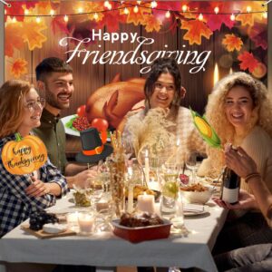 Friendsgiving Backdrop, Friendsgiving Party Decorations Photography Backdrop with Photo Booth Props 16 Pcs, Happy Friendsgiving Banner Decorations Thanksgiving Banner for Thanksgiving Party Decor