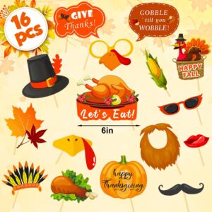 Friendsgiving Backdrop, Friendsgiving Party Decorations Photography Backdrop with Photo Booth Props 16 Pcs, Happy Friendsgiving Banner Decorations Thanksgiving Banner for Thanksgiving Party Decor