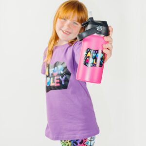 A FOR ADLEY Merch Official Product Adley's Super Cold and Colorful Neon Rainbow Water Bottles For Fun, School, Travel or Anytime You Would Want a Cold Drink (Neon Pink)