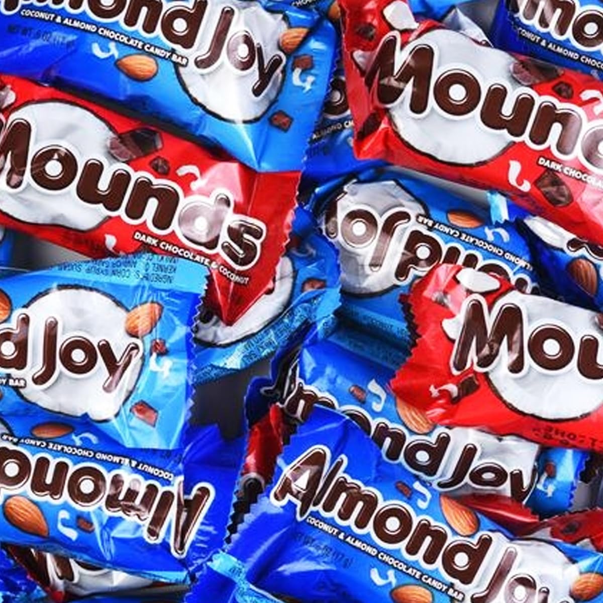 Hershey’s Almond Joy and Mounds Chocolate Candy Assortment - Individually Wrapped Miniature Candy Bars of Milk Mounds Dark Chocolate and Almond Joy Coconut Sweets - Bulk Chocolate Treats Pack, 20.6oz